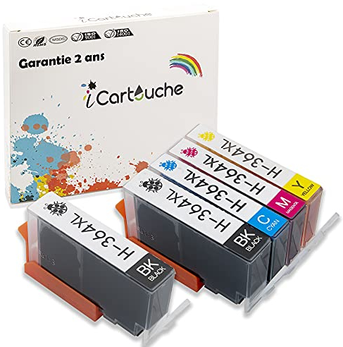 icartouche Tintepatrone Kompatibel für HP 364XL Deskjet 3070 3520 Officejet 4610 4620 Photosmart 5510 5520 6510 6520 7510 7520 C3640 C5300 C5380 C5390 C6300 C6340 C6350 C6380 (2BK 1C 1M 1Y)