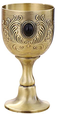 HEALLILY Calice Calice Fatto A Mano Incisione Vintage Vetro di Colpo Liquore Calice Metallo Medievale Gotico Calice di Vino Calice