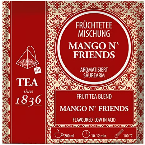 2 X teemando® Früchteteemischung Mango ´n Friends aromatisiert 50 Pyramidenbeutel im Sachet à 4 g = 2 X 50 Beutel