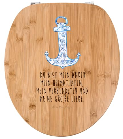 Mr. & Mrs. Panda Motiv WC Sitz Anker Blau - Geschenk, WC-Sitz, Klobrille, Toilettendeckel, lustige Sprüche, Tiere, Tiermotive, Toilette, Klodeckel,