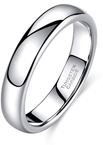 Zakk Ringe Damen Herren Wolfram Silber Vorsteckring Schmal Schlicht Poliert Verlobungsringe Eheringe Trauringe 2mm 4mm 6mm 8mm (4mm,48 (15.3))