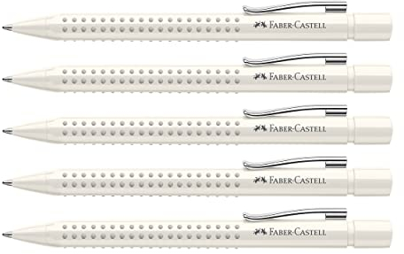 FABER-CASTELL 2050245 - Kugelschreiber Grip 2010, coconut milk, 5 Stück, mit auswechselbarer 0.4 mm Mine, dokumentenecht