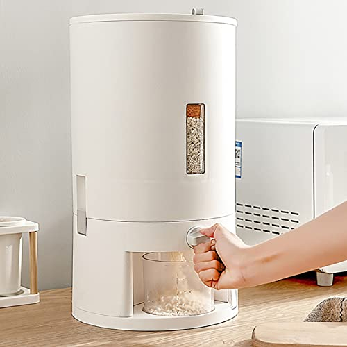 MINUS ONE Reisspender 10kg, Versiegelt, Weiß Getreide-Behälter, Aufbewahrung mit Deckel, Messzylinder, feuchtigkeitsbeständig, für Haushalt Müsli-Spender, Eimer für Küche