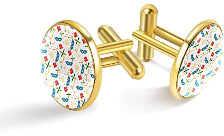 Personalisierte Gold Manschettenknöpfe für Smoking Shirt Bunte Karneval Sonne Blume, 20mm*20mm, Edelstahl, Künstlicher Quarz