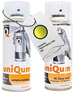 uniQum Spraydose Autolack + Klarlack für DAEWOO FRESH GREEN LIME G6F Autolack Reparatur 2x 400 ml