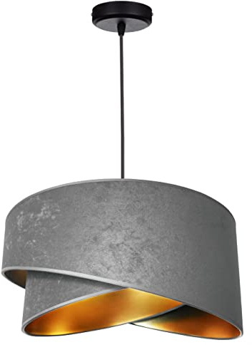 FKL DESIGN Home Deco – Pendelleuchte Esstisch – Hängeleuchten & Pendelleuchten – Deckenlampe Hängend – Lampenschirm Hängelampe- Esszimmerlampe - Wohnzimmer - Küchenlampe - Grau - E27, Serie TAD31