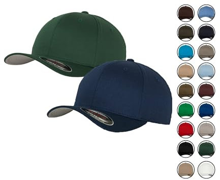 2er Flexfit Unisex Wooly Combed Cap Baseball Caps graue Unterseite S M L XL XXL Basecap Mütze, L/XL, 1x Spruce + 1x Navy + 1x HL-Kauf Notizblock