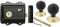 AB Hardware Old English Victorian Style Latch Lock Snib + Ebonised Beehive Rim Door Knob Set (Polished Brass)