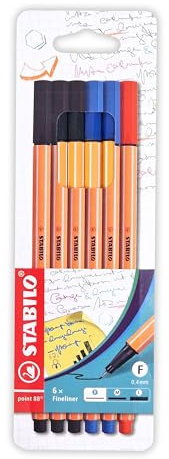STABILO - Fineliner - point 88 - 6er Pack - mit 3 verschiedenen Farben