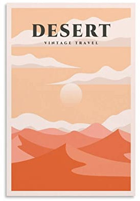ONOTIO Desert Vintage Reiseposter Sonnenuntergang, 20 x 30 cm, Wandkunst, Kunstdruck, Leinwand, Kunst, Poster, modernes Familien-Schlafzimmer, Dekoration