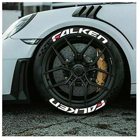 ZeNaha 8 Stück/Set Reifen Buchstaben Aufkleber 1,38 Zoll Höhe 3D Auto Aufkleber Tuning Logo Reifen Schriftzug Aufkleber Auto/Motorrad DIY Label Buchstaben Aufkleber (Color : Red 8letter, Size : 1.38