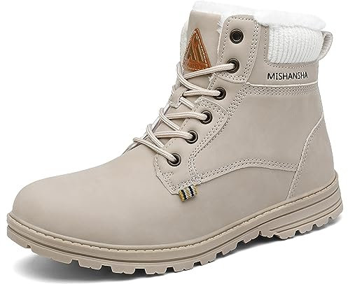 Mishansha Invernali Stivali da Neve Donna Impermeabili Stivaletti Caldo Outdoor, Calda Beige 38
