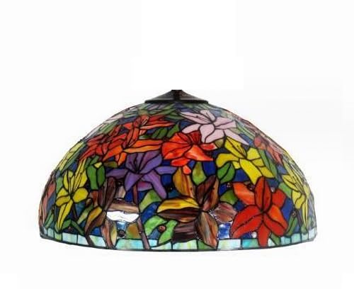 AIBOTY Lilie Blume Lampenschirm Ersatz, 22 Zoll Tiffany-Stil rot gelb rosa lila grün gebeizt Glasschirm für Tischlampe, Pendelleuchte, Stehlampe, Deckenleuchte