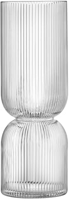 Navaris Vaso Alto da Interno a Coste - Vaso in Vetro Minimal Trasparente - Design Decorativo - Forma Originale per Arredamento Casa e Ufficio - 35 x 14 x 14 cm