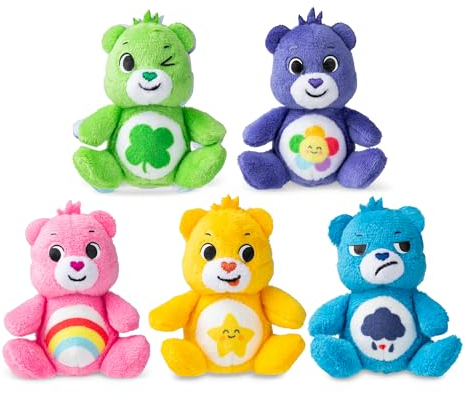 Basic Fun Care Bears Mikro-Plüsch 5er-Pack, Sammlerset mit Mini-Teddys ab 4 Jahren, Weiche Stofftiere für Jungen & Mädchen, Perfektes Geschenkset