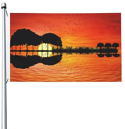 Gitarre Musik Sonnenuntergang Flagge 90 x 150 cm Outdoor doppelseitige Gartenflaggen Willkommen Hofflaggen Banner Dekor für Hof Veranda Rasen