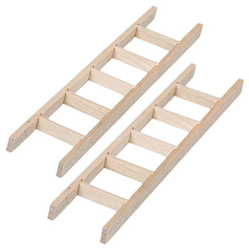 2pcs Doll House Ladder Miniture House Furniture Decorative Mini Ladder Miniatures for Crafts Fairy House Rope Ladder Mini Step Ladder Mini Garden Outdoor Fairy Garden Wooden
