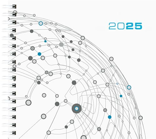 Zettler - Wochenbuch Assessor 2025 weiß, 15,8x14,7cm, Taschenkalender mit 120 Seiten, 1 Woche auf 2 Seiten, Stundeneinteilung von 7 - 20 Uhr, Drahtkammbindung und deutsches Kalendarium