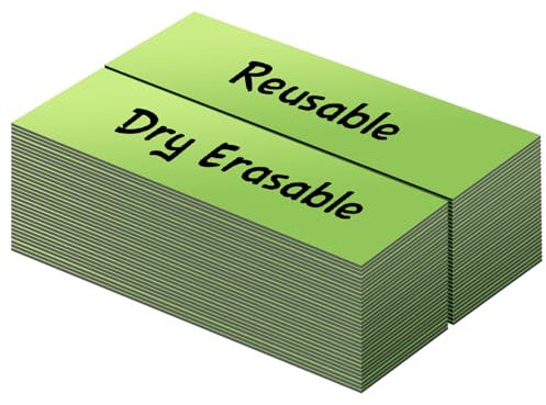 LLPT Dry Erase Magnetic Labels | 50PCS | Blank Writable Magnet Stickers Reusable for Refrigerator Desktop Shelf DIY Whiteboard (DML0520GN) | Color Green | 1.3CM x 5CM