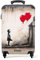 NoBoringSuitcases.com Valise Cabine 55x35x25cm, Bagages Pas Cher, Petite Valise Rigide (Globo de Coeurs - Rouge)