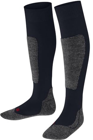 FALKE Unisex Kinder Skisocken Active Ski K Kh Wolle Funktionsmaterial warm dick 1 Paar, Blau Space Blue 6116, 31-34