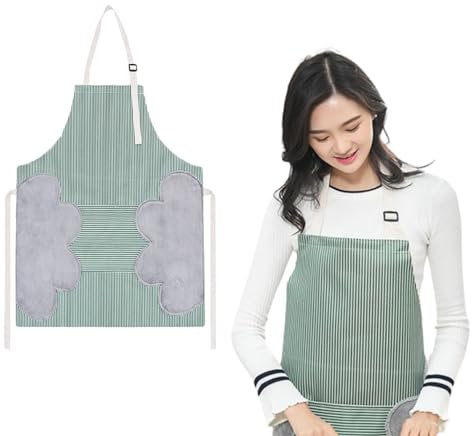 WUBAYI Adjustable Waterproof Apron for Women Men Kitchen Cooking Apron with Pocket, Stripe Design for Home Baking, Gardening, Restaurant, Cafe