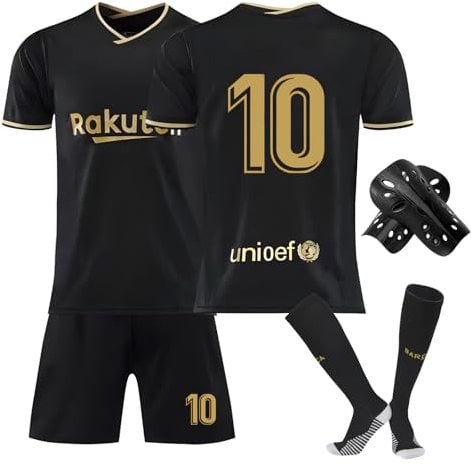 Pardofelis Trikot für Kinder Set, Fussball Trikot Kinder, Outdoor Football Jersey Trikots, Fußball T-Shirt Shorts Socken und Schienbeinschoner für Junge (Schwarz, 120-130)