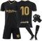 Pardofelis Trikot für Kinder Set, Fussball Trikot Kinder, Outdoor Football Jersey Trikots, Fußball T-Shirt Shorts Socken und Schienbeinschoner für Junge (Schwarz, 120-130)
