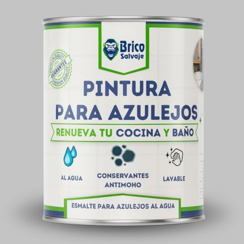 BRICOSALVAJE Pintura para Azulejos Cocina y Baño al Agua MATE | Sin Imprimación | Lavable | Gran dureza (Perla, 4 Litros)