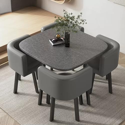 YUGXTH Esstisch mit 4 StüHlen, KüChentisch, Tisch und Stühle Set, Besprechungstisch, Quadrat Konferenztisch, Platzsparender 4-Sitzer-Café-Tisch, für Zuhause, Küche(Color:PU leather-10)