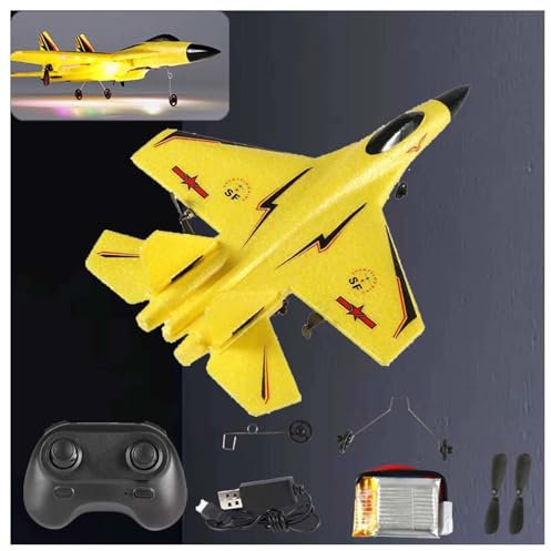 HAZARA Radio Controlled Airplanes Fall-Resistant Epp Foam Material Teen Boy Gifts 13-15 Night Light/Rechargeable Battery Rc Plane Suitable For Adults/Children Toys,Yellow