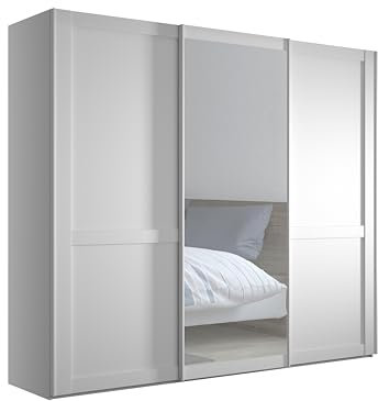 WIEMANN Schwebetürenschrank Landhausstil Kleiderschrank 250cm breit, mit Spiegeltür, Weiß, Höhe 217cm, Marlow