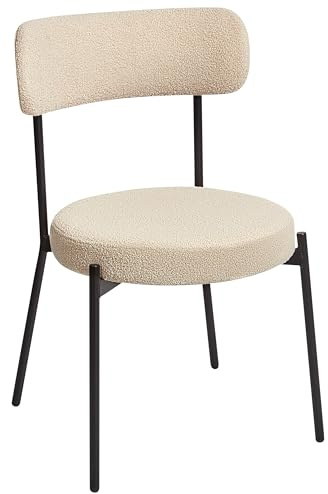 Beliani Esszimmerstuhl 2er Set Bouclé beige mit hoher Lehne Metallbeine modern Allison