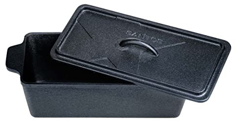 SANTOS Guss-Kastenform - Gusseisen-Kastenform 2,6L - 34x13x13,5cm - Schmortopf eckig - Backform, Kochtopf - Camping, Feuer, Backofen, Kugel-/Gasgrill