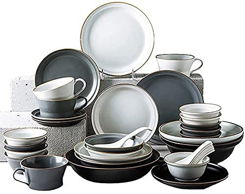 IUBGFTO Set di stoviglie Set di Piatti, 46PC Piatti in Ceramica Penh per Uso Domestico in Porcellana Stile Cinese Servizio di Piatti per 10