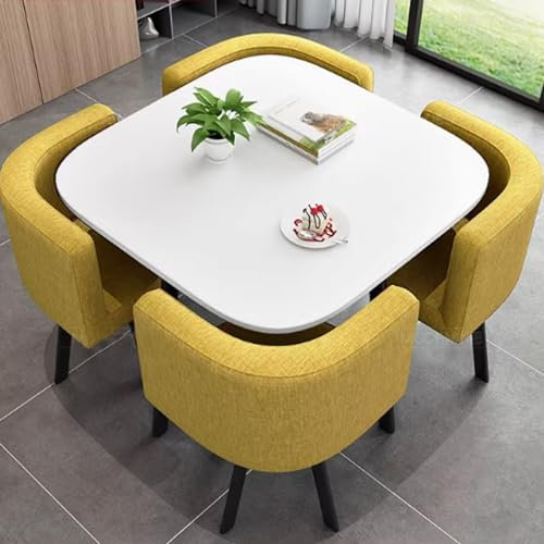 Runder/quadratischer Konferenztisch, modern, rund, quadratisch, Frühstücksbar, runde, quadratische Möbel, Business-Konferenzraum, Couchtisch und Stuhl, einfaches Ess- und Stuhl-Set, 4 Stück,