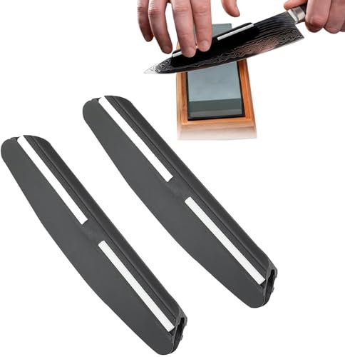 2 Pcs Knife Sharpeners, Sharp-Edged Sharpening Guide with 15 Degree Angle for Precision Blade Sharpening, Portable Kitchen & Outdoor Tool Sharpener, Durable & Easy-to-Use Knife Sharpener Set (Black)