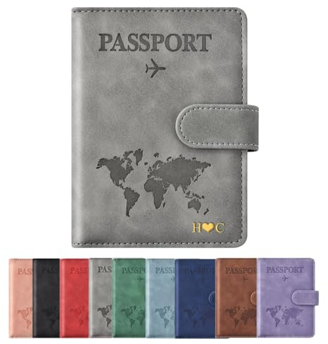 AESTHESTIFY Reisepasshülle, personalisierbar, personalisierbar, geprägt, RFID-geschützt, 5 Taschen, minimalistisch, Kunstleder, Bi-Faltung, Erwachsene, Unisex, schwarz, Kartenmuster, Reisepasshülle