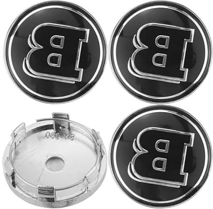 XJQHK 4 Stück 60mm Auto Radnabenkappen für Smart Brabus, Legierung Wasserdicht Staubdicht Radnabenabdeckung Auto Tuning Zubehör