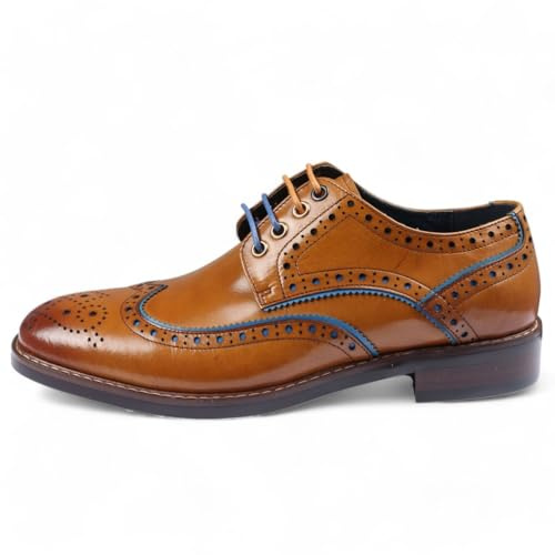Infinity Leather Zapatos de Vestir clásicos de Cuero Brogue marrón para Hombre - Simon