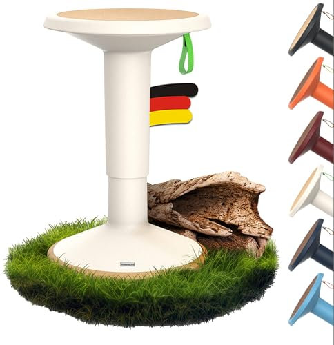 Interstuhl UPis1 - ergonomischer Sitzhocker mit Schwingeffekt - höhenverstellbar - Hocker mit rutschhemmender Standfläche & Kippschutz - Bürohocker (ECO Cremeweiß, ECO UP Sitzhocker)