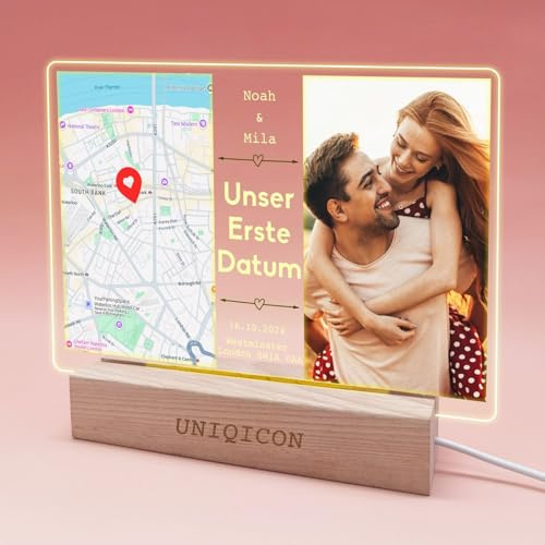 Personalisierte Valentinstagsgeschenk,Koordinaten Geschenk Personalisiert,Pärchen Geschenk Für Partner,Personalisierte Geschenke Frauen,Fotogeschenke Personalisiert Acryl Licht,Valentinstag Deko