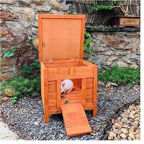 Hasenstall für 2 Hasen – Kaninchenstall aus Holz für Kaninchen/Katzen/Meerschweinchen/Kleintiere, Haustierkäfig für den Innen- und Außenbereich，Brown 47x47x50cm