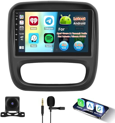 Inefala Android 15 Radio für Opel Vivaro B/Renault Trafic/FIAT Talento/Nissan NV300 mit Wireless CarPlay 4+64G, 9 Zoll Bildschirm mit Android Auto DAB HiFi 59UI FM RDS GPS Bluetooth WiFi SWC AHD
