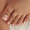 Nude Stick on Toenails - 24PCS False Toe Nails with Glue - French Fake toe nails with Flowers - Press on Toenails - Long Lasting Toe Nails False - Toe Nail Tips Glue on for Women