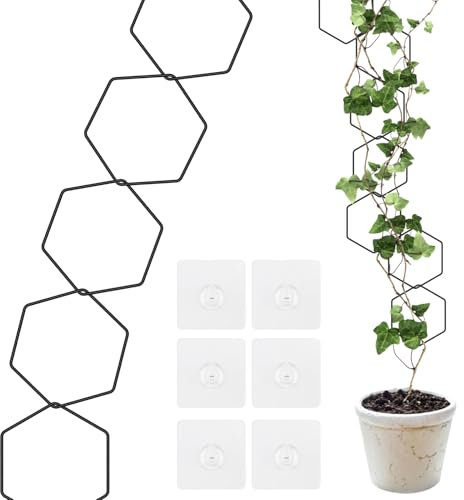 Enrejado de cadena para plantas trepadoras, 18 unidades de enrejado de cadena de pared para plantas con 6 ganchos de pared, rejilla de cadena para enredaderas, soporte para plantas interiores para