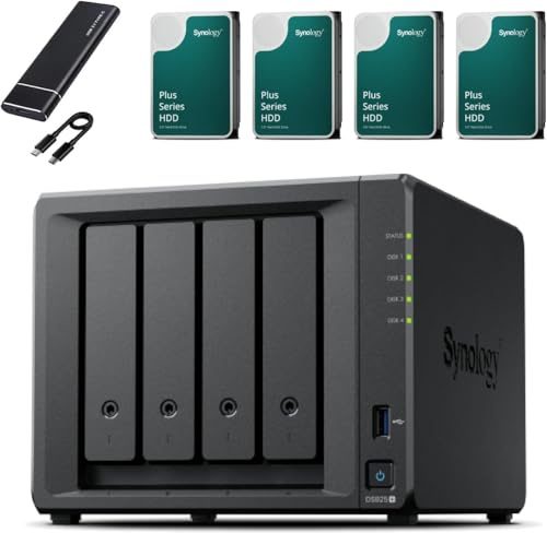 Synology DS925+ Kit server NAS a 4 alloggiamenti (32 GB RAM, 32 TB HDD) - 4 dispositivi di archiviazione di rete desktop Synology NAS da 8 TB