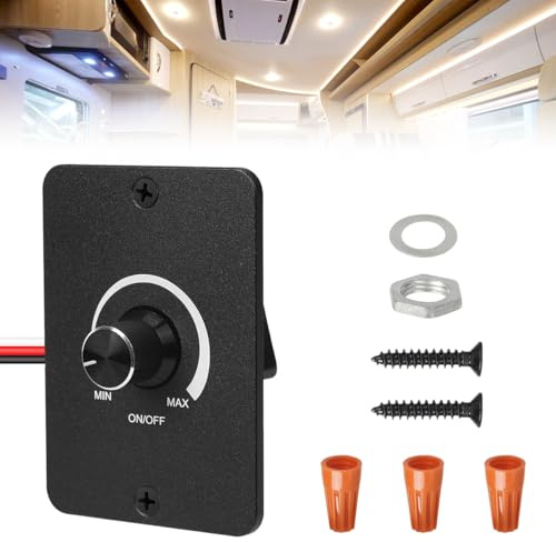 VGECEE 1 Stück 12V Dimmschalter 12V Dimmer 5A, LED Dimmer Schalter 12V Dimmschalter Wohnmobil Stufenloses Dimmen Schnurdimmer für Led für Lampe Leuchtstreifen Weihnachten Wohnmobil, Boot LKW Wohnwagen