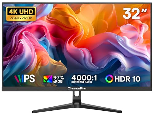 CronusPro 32 Inch 4K UHD Monitor (3840 x 2160) IPS Panel, 4000:1 Contrast