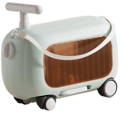 KiBcsLic Kinderkoffer zum Draufsitzen, kompakt, geräumig mit Universalrollen, Kinderkoffer, Gepäckstück für von 2-6 Jahren, Blau